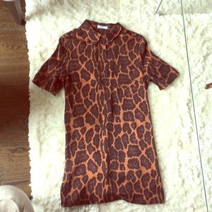 Equipment Femme leopard print silk shift dress.